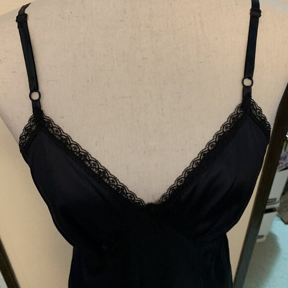 Vintage SEARS Black w Tiered Lace Size 34 (M) Women's Slip Sleepwear Dress - Picture 7 of 11